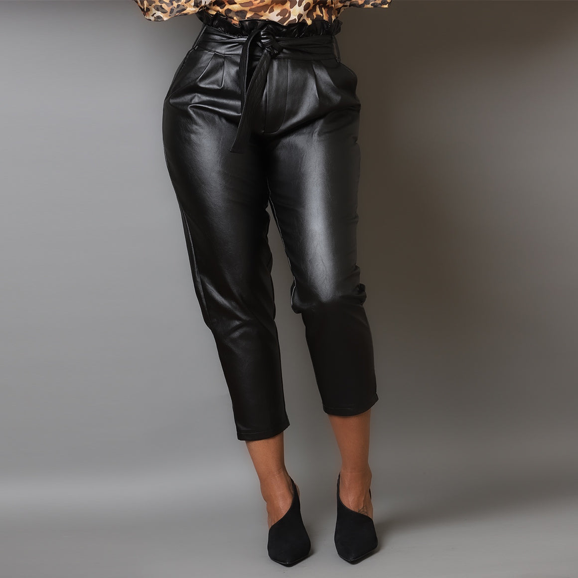 Noir Paperbag Leather Pants