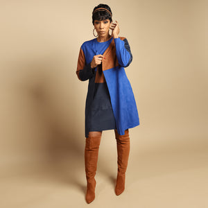 “That’s My-Ish" Color Block Suede Trench Coat