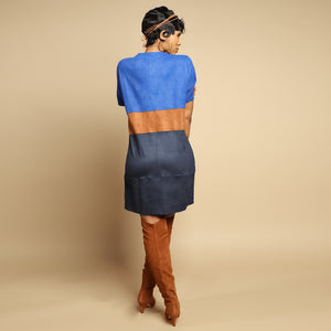 Strictly Business Suede Color Block Dress