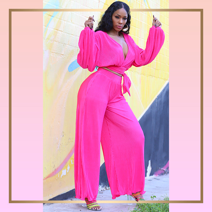 Hot Pink Babe Two-Piece Set Salon Booteek - Main Image